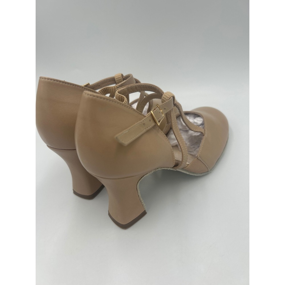 LaDuca Alexis Tan Leather Soft Sole Character Dance Heels Size 35 Made in Italy - Picture 4 of 9